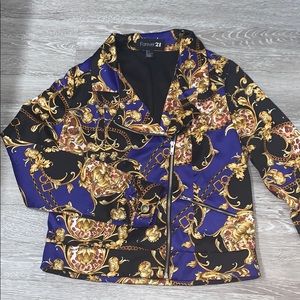 Chic black gold and blue blazer